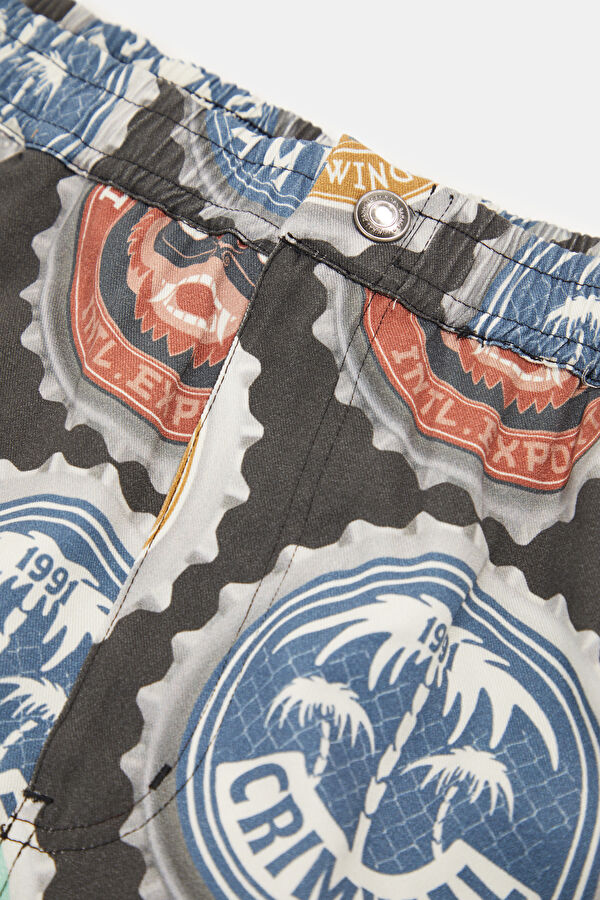 Multicolored Patterned Viscose Men's Shorts 3