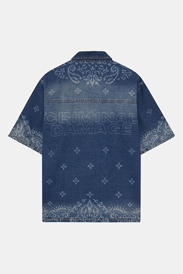 Relax Fit Blue Patterned Men's Shirt 2