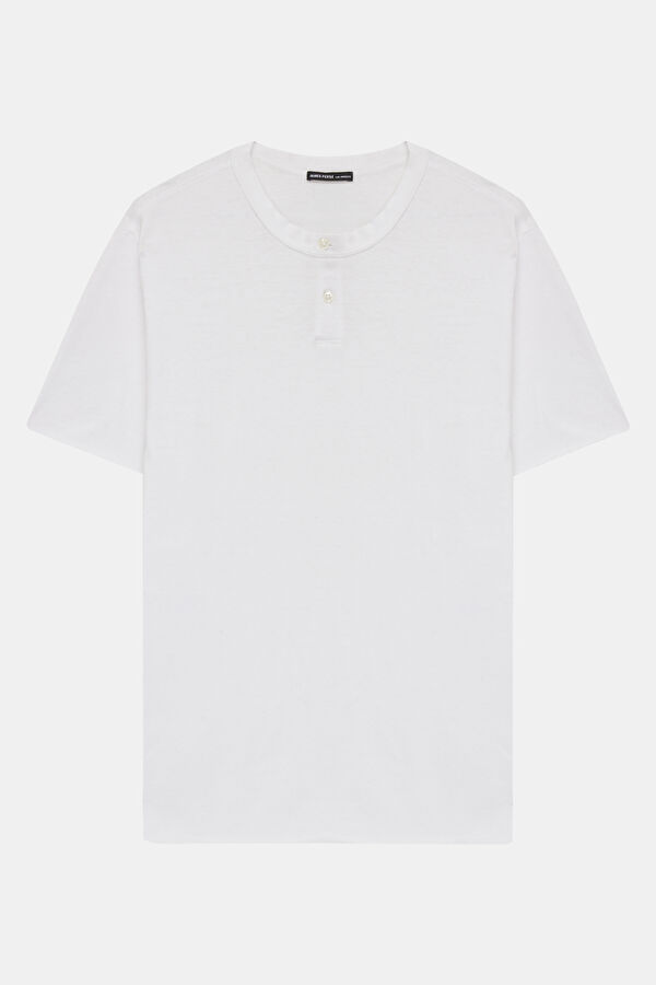 Relax Fit White Button-Down Collar Men's T-Shirt 4