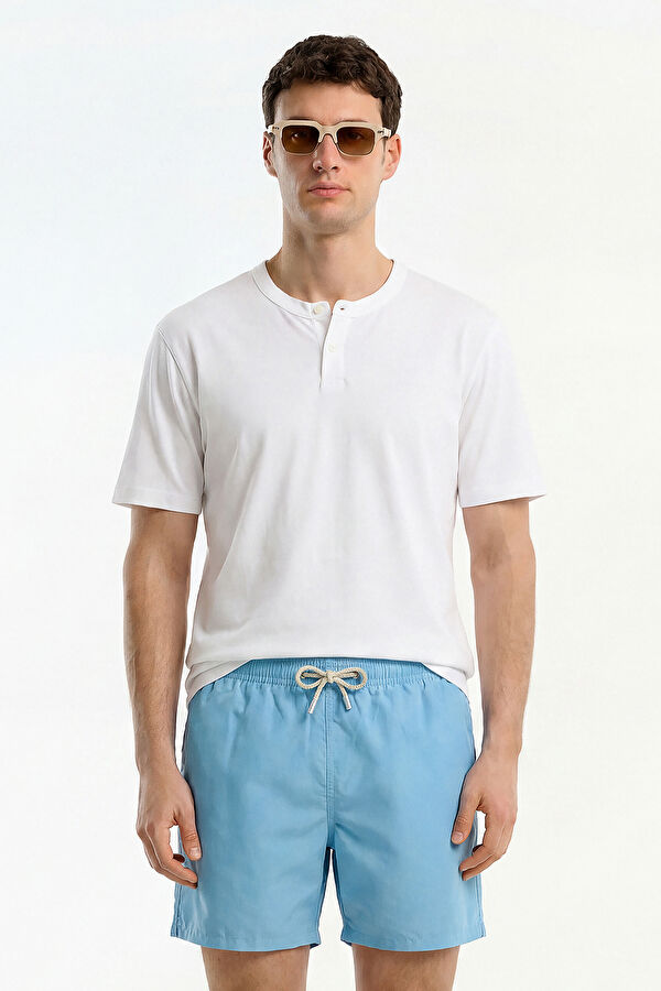 Relax Fit White Button-Down Collar Men's T-Shirt