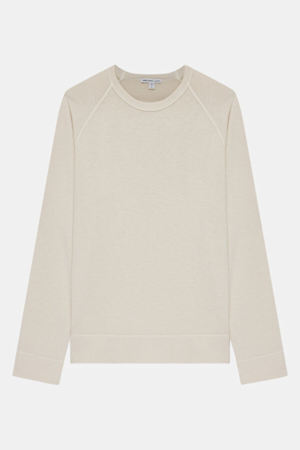 Ekru Relax Kalıp Bisiklet Yaka Erkek Sweatshirt