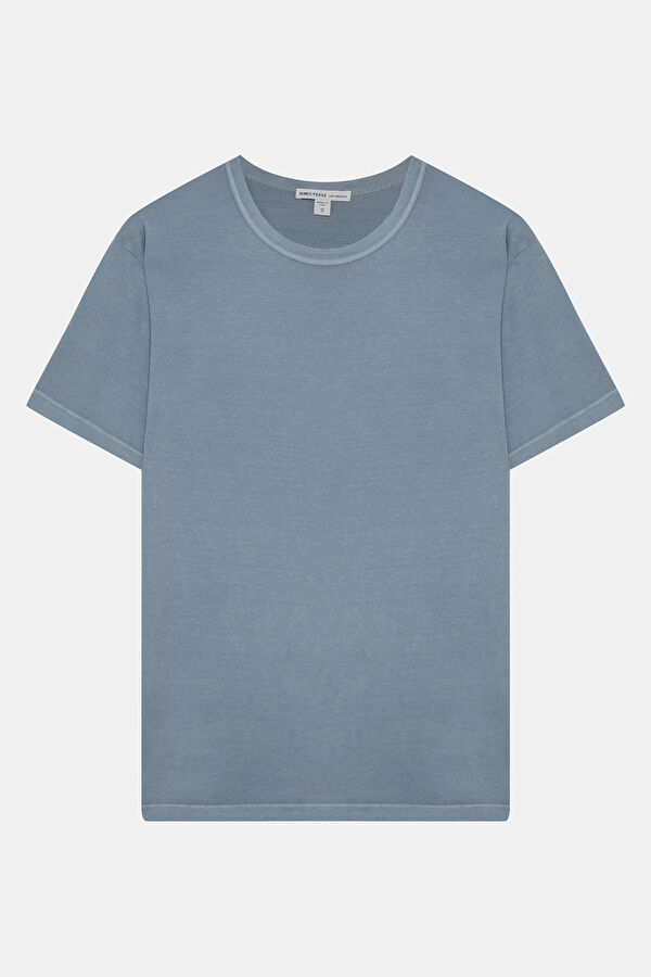 Relax Kalıp Mavi Bisiklet Yaka Erkek T-Shirt