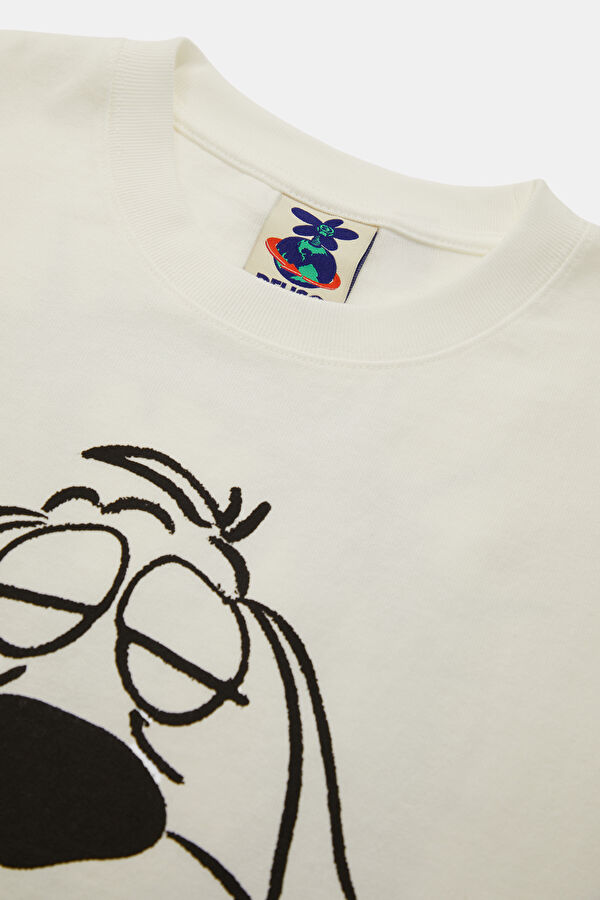 Relax Fit White Crew Neck Printed Men's T-Shirt 3
