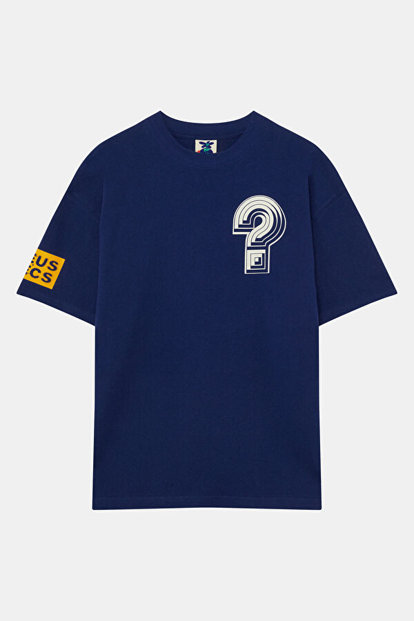 Relax Fit Navy Crew Neck Printed Men's T-Shirt
