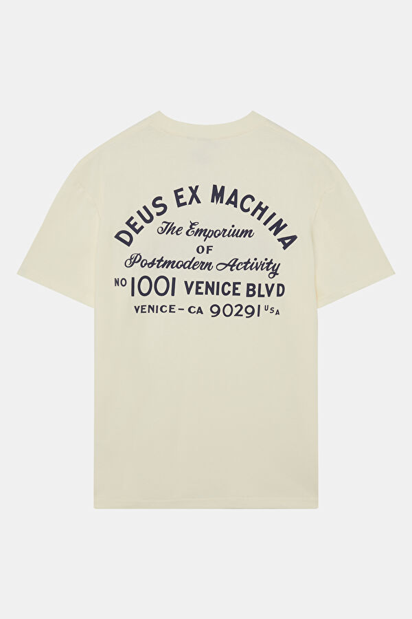 Relax Kalıp Beyaz Bisiklet Yaka Baskılı Erkek T-Shirt 2