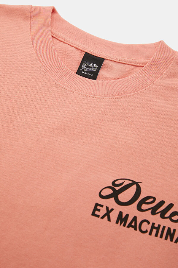 Relax Kalıp Açık Pembe Bisiklet Yaka Baskılı Erkek T-Shirt 3