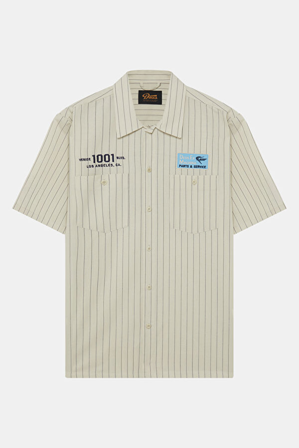 Relax Fit Ecru Embroidered Men's Shirt