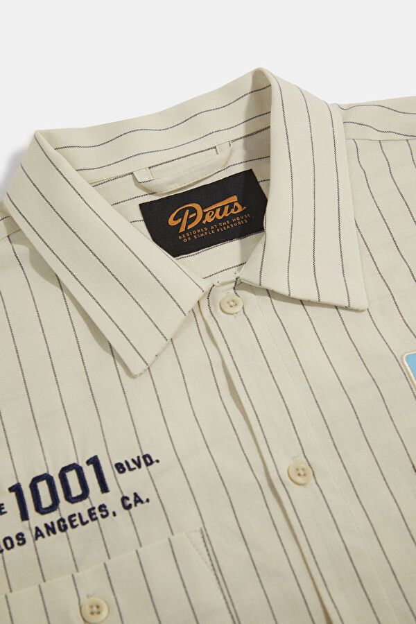 Relax Fit Ecru Embroidered Men's Shirt 3