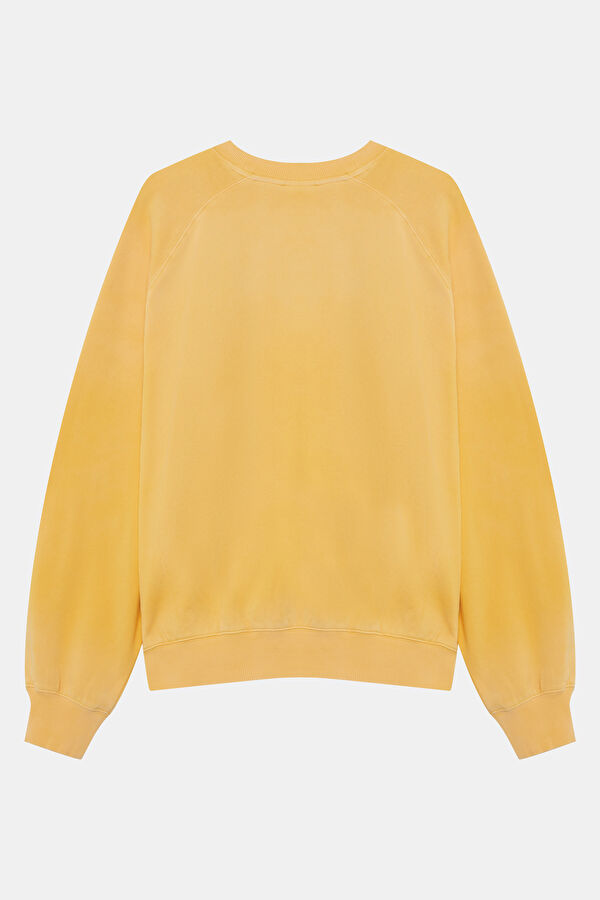 Sarı Relax Kalıp Bisiklet Yaka Erkek Sweatshirt 2
