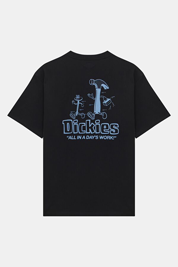 Relax Fit Black Crew Neck Printed Men's T-Shirt 5