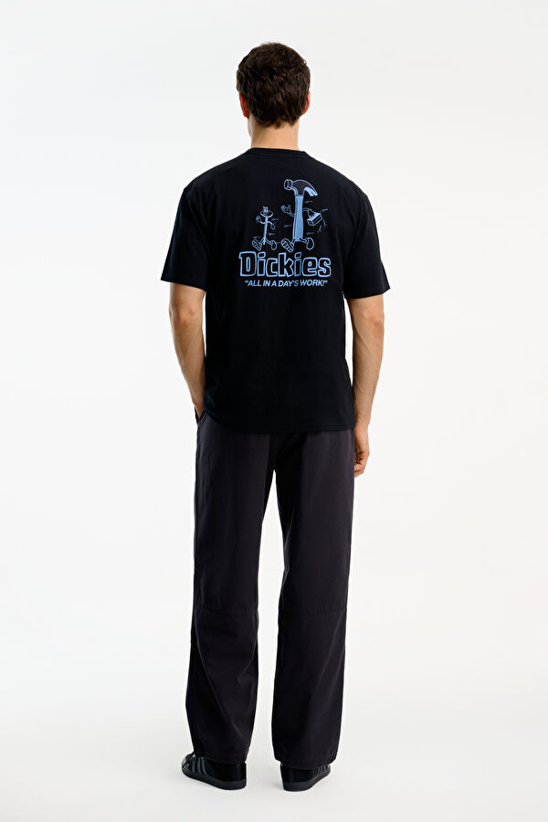 Relax Fit Black Crew Neck Printed Men's T-Shirt 2