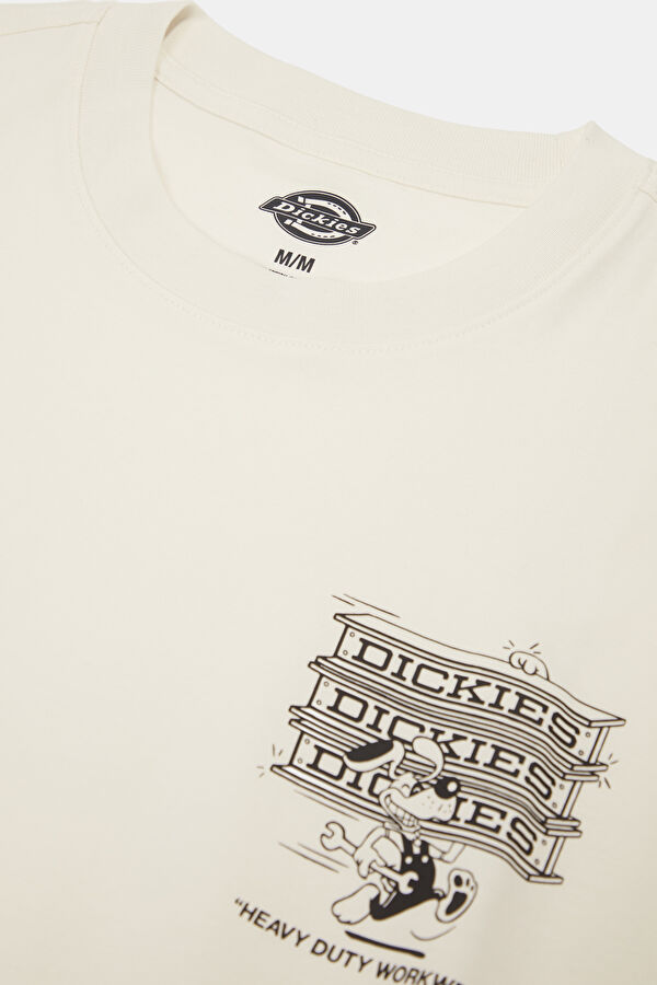 Relax Fit Cream Crew Neck Printed Men's T-Shirt 3