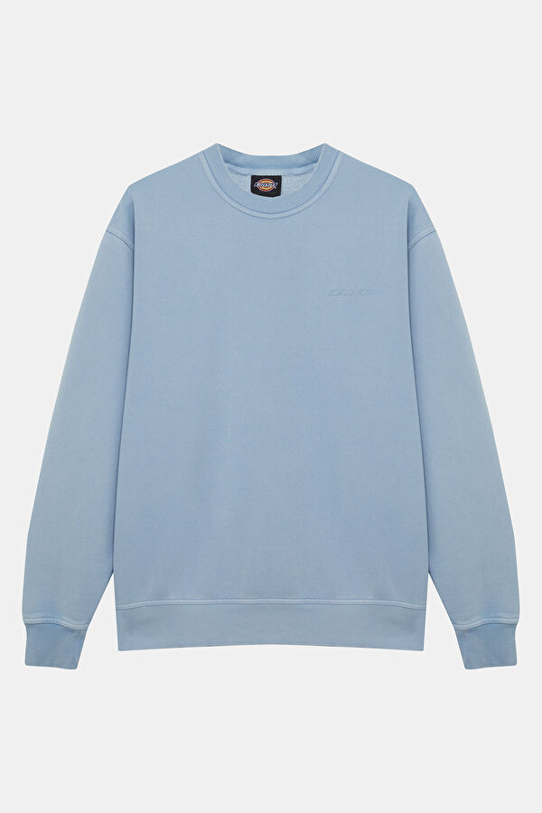 Açık Mavi Relax Kalıp Bisiklet Yaka Erkek Sweatshirt