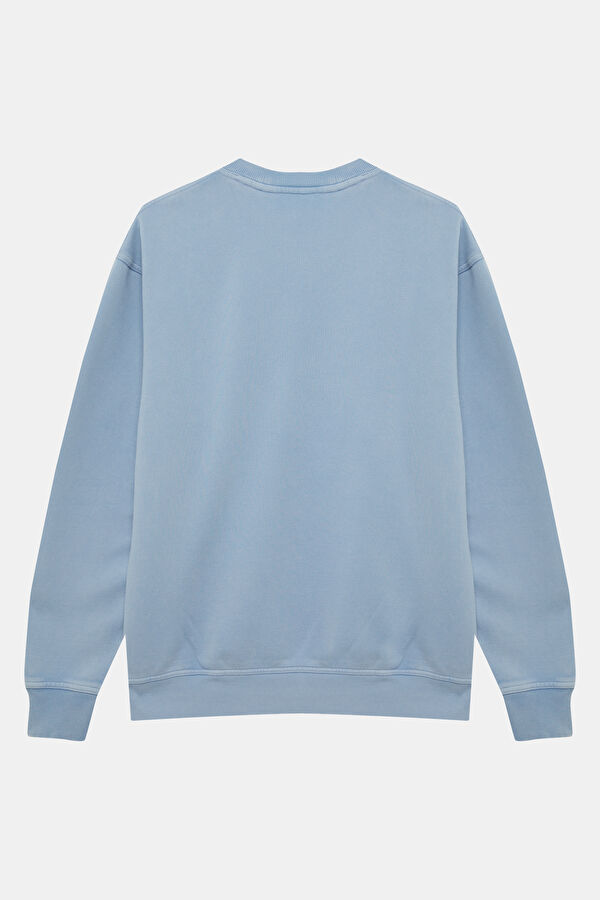Açık Mavi Relax Kalıp Bisiklet Yaka Erkek Sweatshirt 2