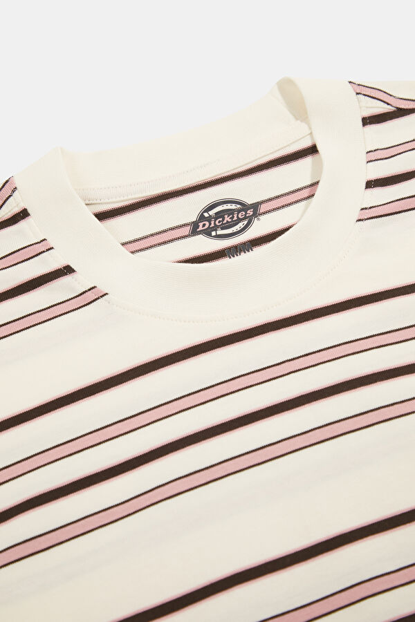Relax Fit Cream Crew Neck Striped Men's T-Shirt 3