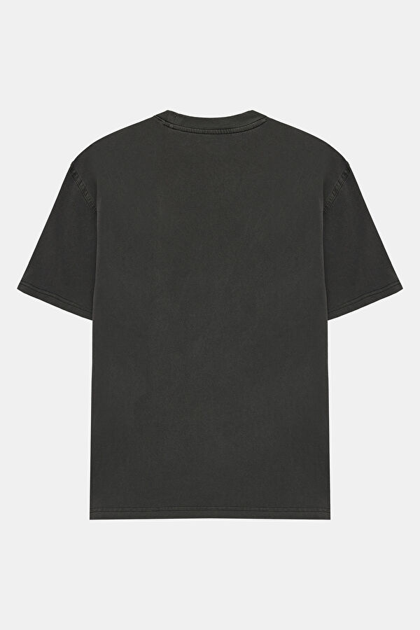 Relax Fit Anthracite Crew Neck Printed Men's T-Shirt 2