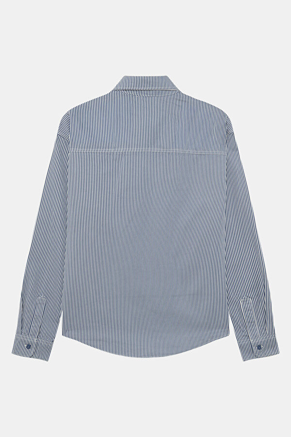 Relax Fit Blue Striped Men's Shirt 5