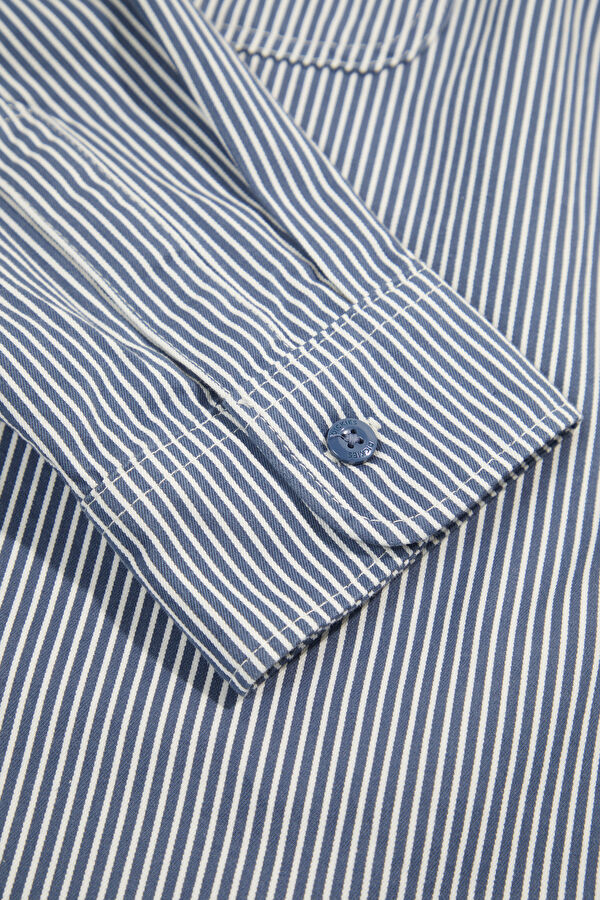 Relax Fit Blue Striped Men's Shirt 8