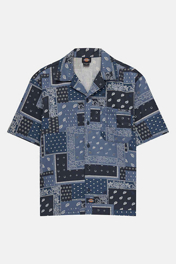 Relax Fit Blue Patterned Men's Shirt 4