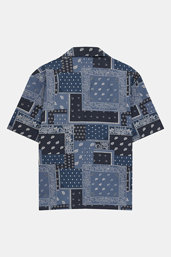 Relax Fit Blue Patterned Men's Shirt 5