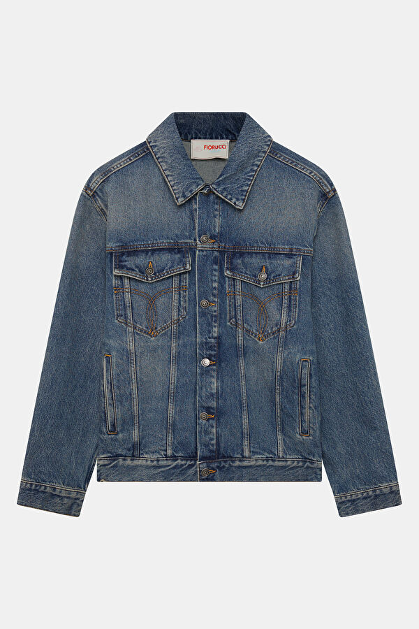 Blue Buttoned Men's Jacket