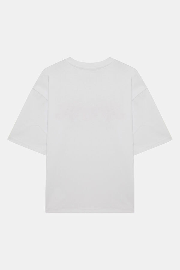 Relax Fit White Crew Neck Printed Men's T-Shirt 2