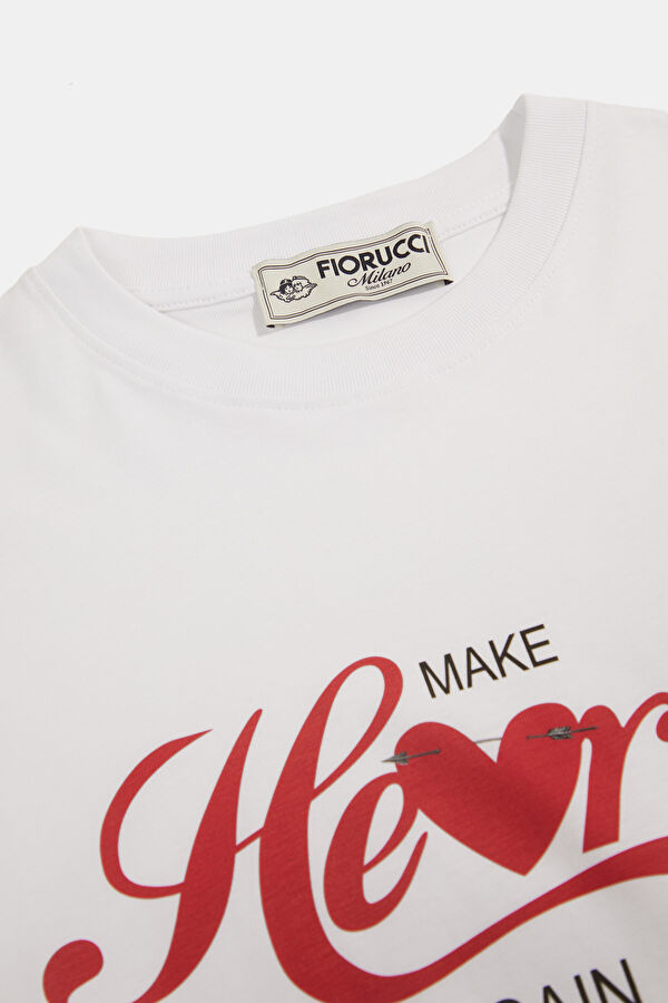 Relax Fit White Crew Neck Printed Men's T-Shirt 3