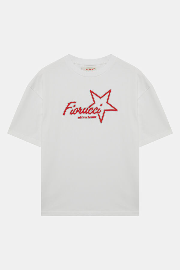 Relax Fit White Crew Neck Printed Men's T-Shirt 4