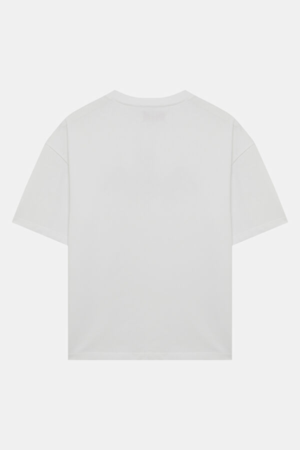 Relax Fit White Crew Neck Printed Men's T-Shirt 5