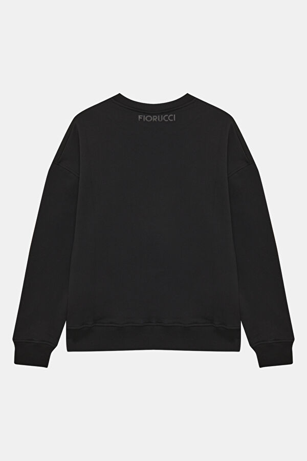 Siyah Relax Kalıp Bisiklet Yaka Erkek Sweatshirt 5
