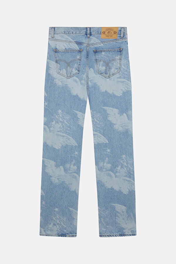 Relax Fit Light Blue Wide Leg Men's Jeans 2