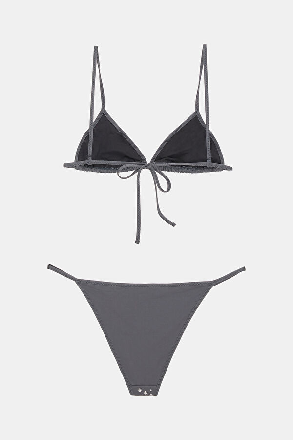 Gri Bağcıklı Kadın Bikini 2