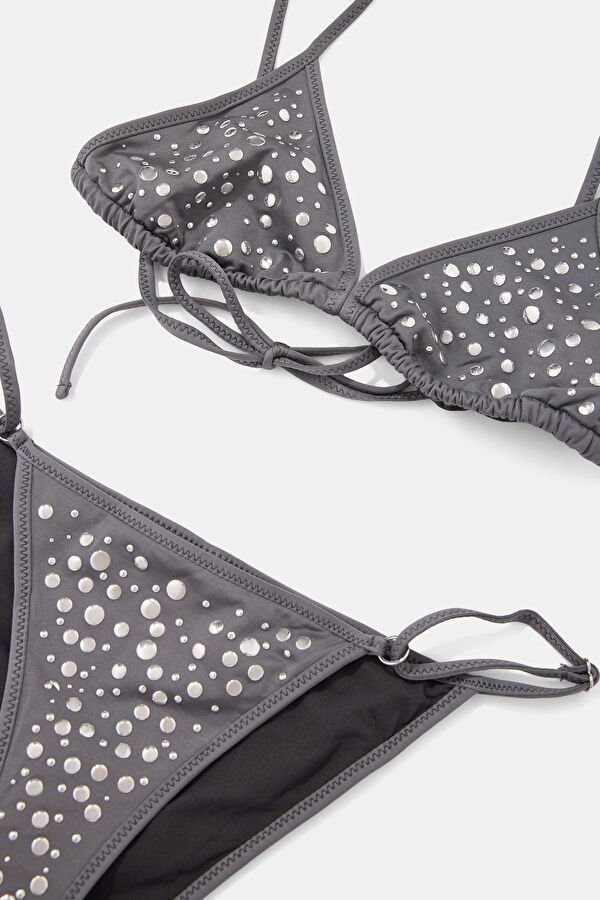 Gri Bağcıklı Kadın Bikini 3