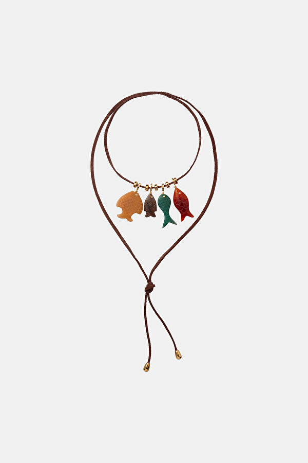 Fish Charm Wrap Altın Rengi Kaplama Kolye