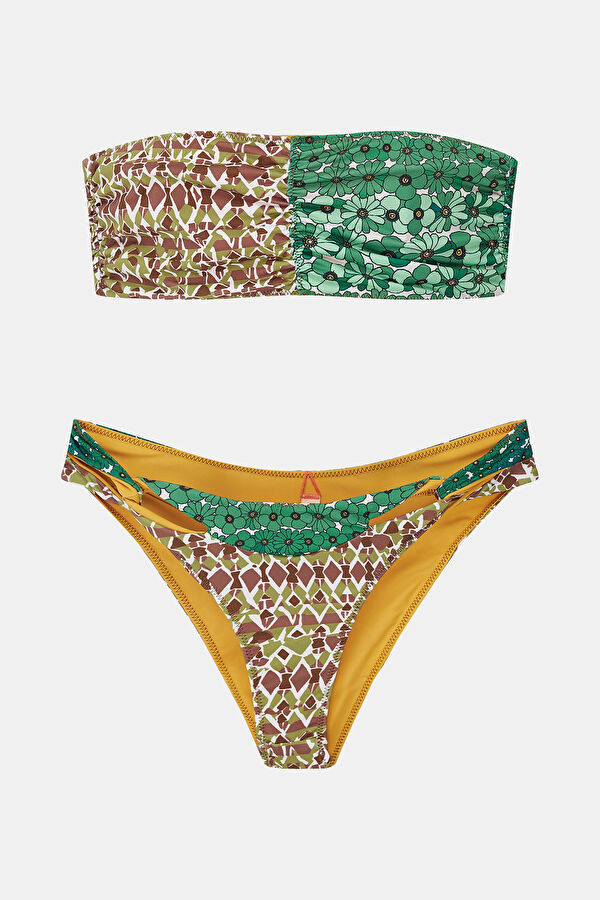 Mavi Desenli Bağlamalı Bikini