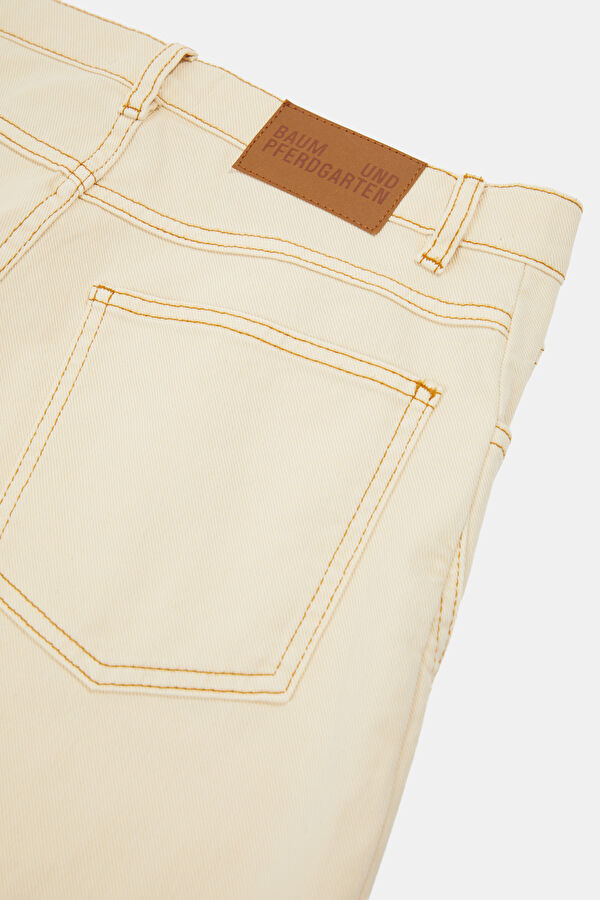Krem Straight Kadın Pantolon 5