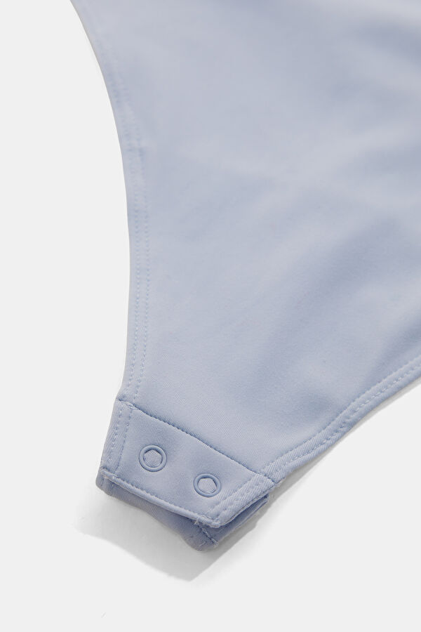 Ice Blue Crew Neck Women's Bodysuit 4