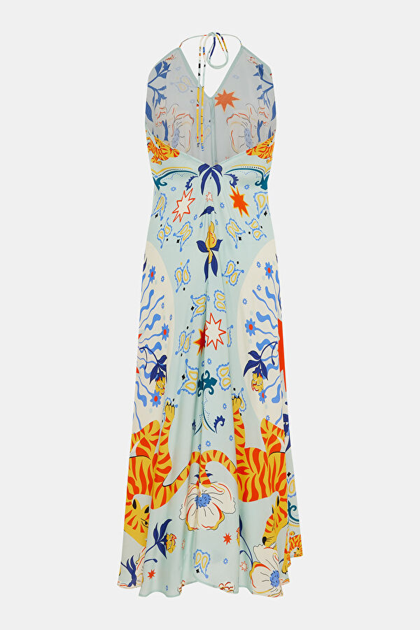 Aqua Green Patterned Women's Dress 2