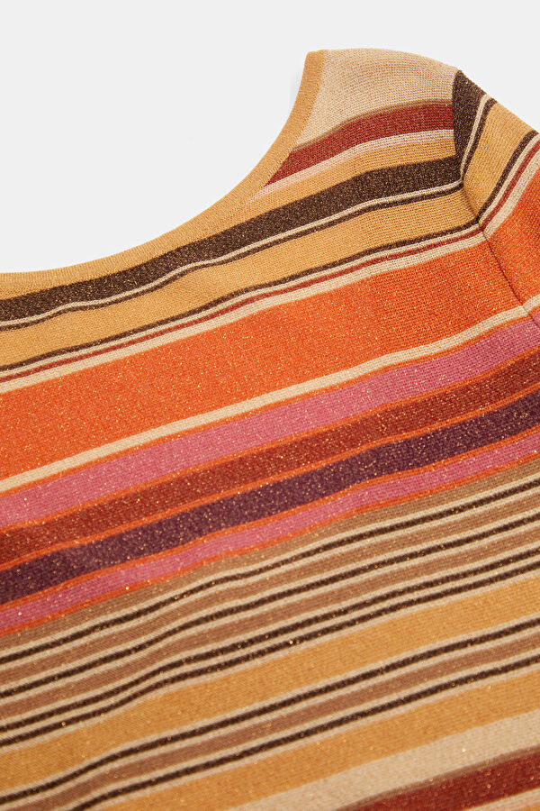 Multicolored Striped Patterned Maxi Women's Dress 5