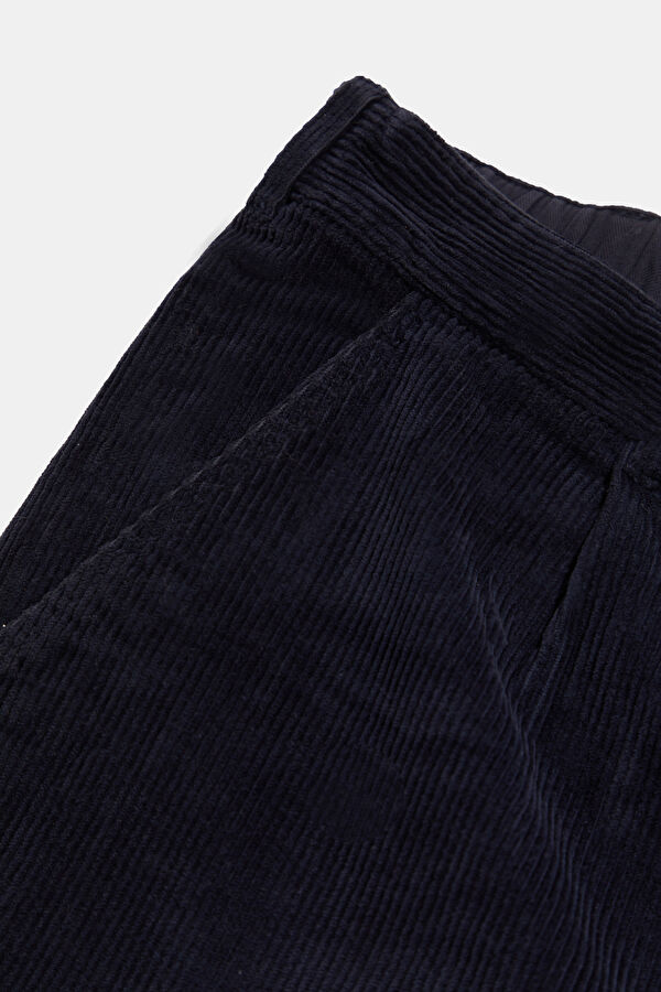 Stretch Cord Relax Kalıp Lacivert Comfort Fit Pamuk Elastan Erkek Pantolon 7