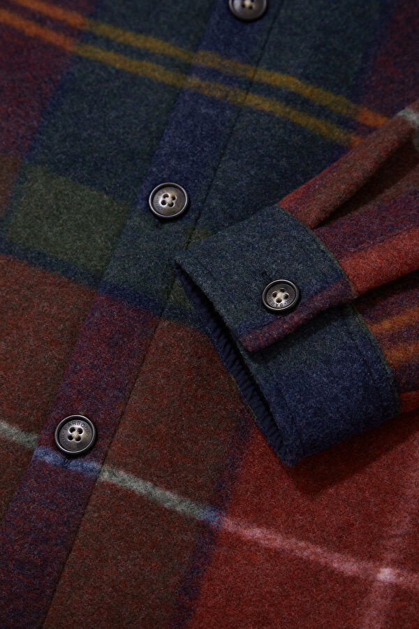 Chapter Tailored Check Bordo Ekose Erkek Gömlek 4