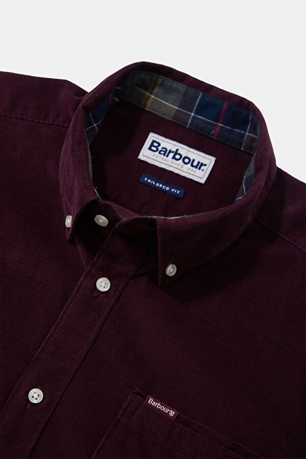 Ramsey Tailored Cord Bordo Erkek Gömlek 3
