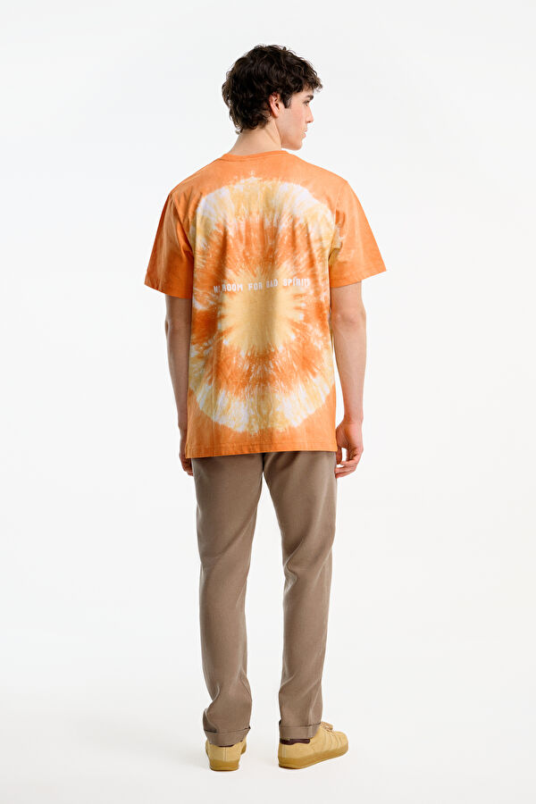 Relax Fit Orange Crew Neck Batik Men's T-Shirt 2