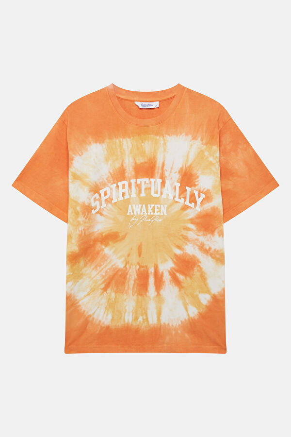 Relax Fit Orange Crew Neck Batik Men's T-Shirt 4
