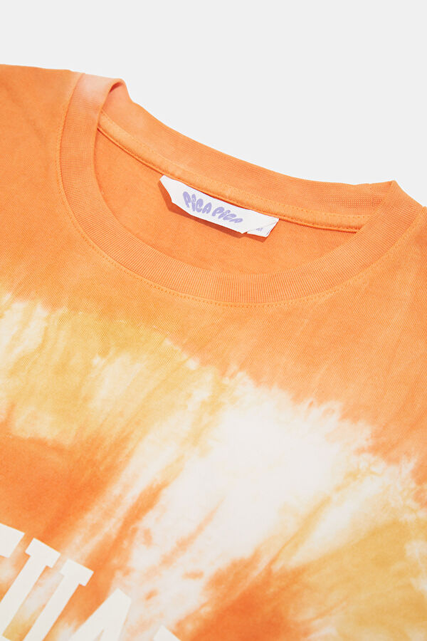 Relax Fit Orange Crew Neck Batik Men's T-Shirt 6