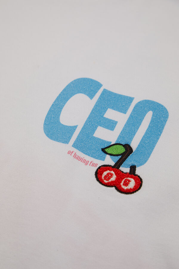 Relax Fit White Crew Neck Printed Men's T-Shirt 7