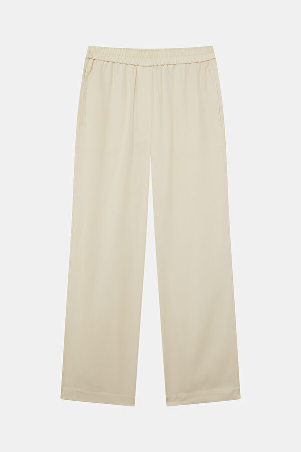 Relax Fit Beige Wide Leg Tencel Men's Sports Trousers