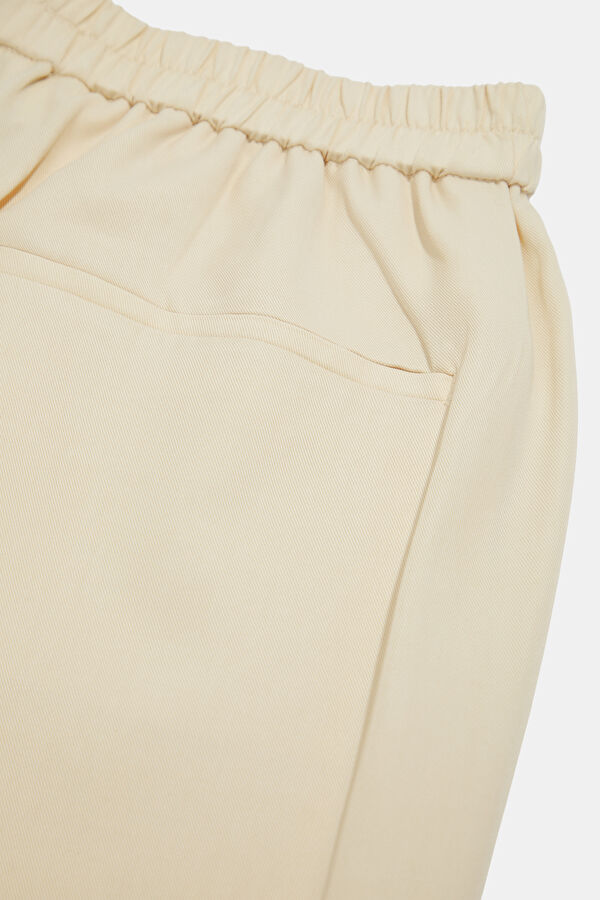 Relax Fit Beige Wide Leg Tencel Men's Sports Trousers 5