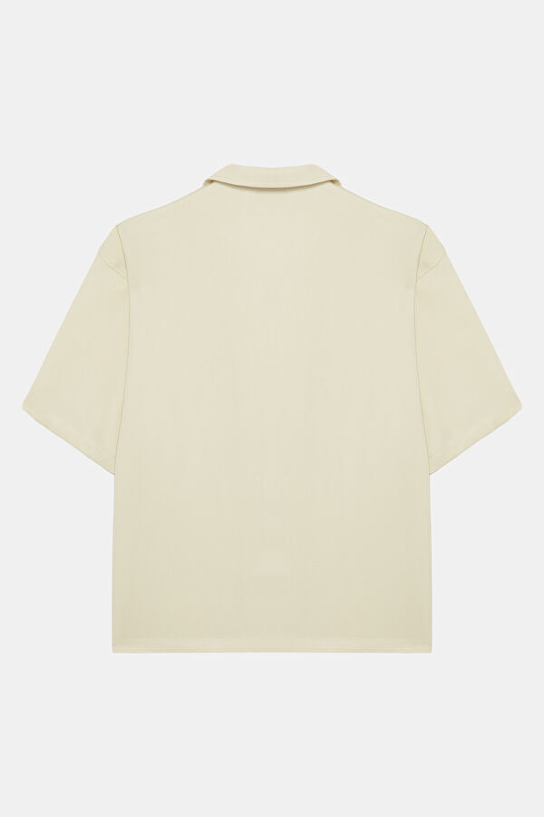 Relax Fit Beige Resort Neck Men's Shirt 2