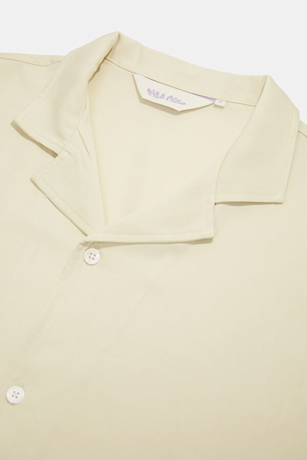 Relax Fit Beige Resort Neck Men's Shirt 3